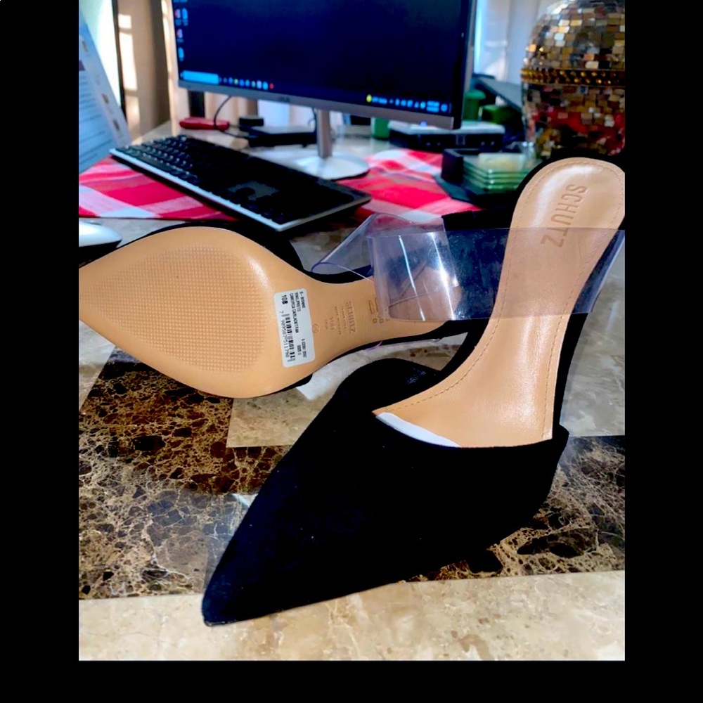 Schutz Black suede heels
